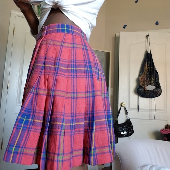 Colorful plaid double buckle wool skirt - Picture 4 of 6